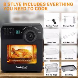 Boyel Living 15 Qt. Black Stainless Steel 16-in-1 Digital Air Fryer Oven with Rotisserie and Dehydrator, 1700W thumbnail 5