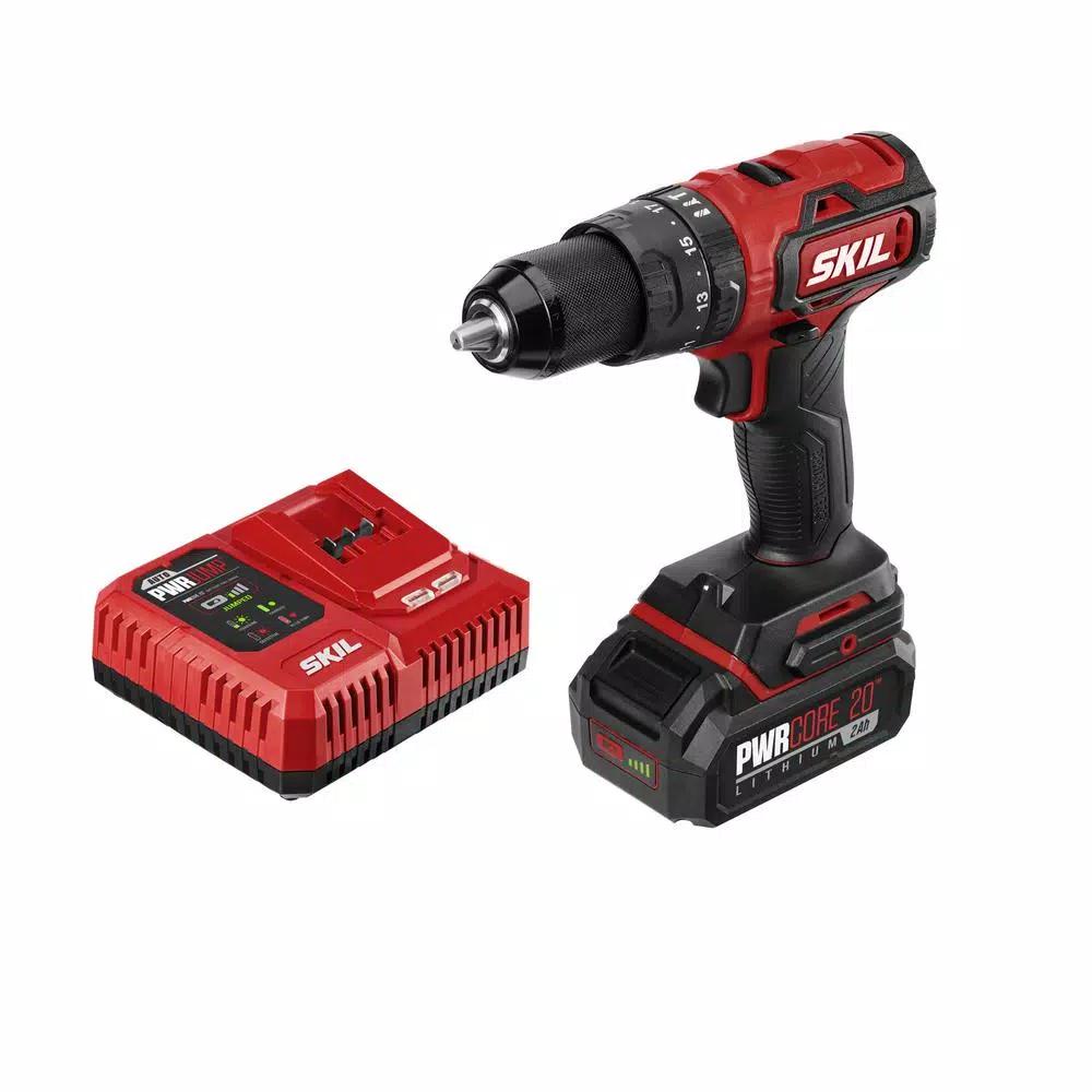 SKIL PWRCore 20V Brushless 1/2 in. Hammer Drill Kit with 2.0 Ah Battery and PWRJump Charger