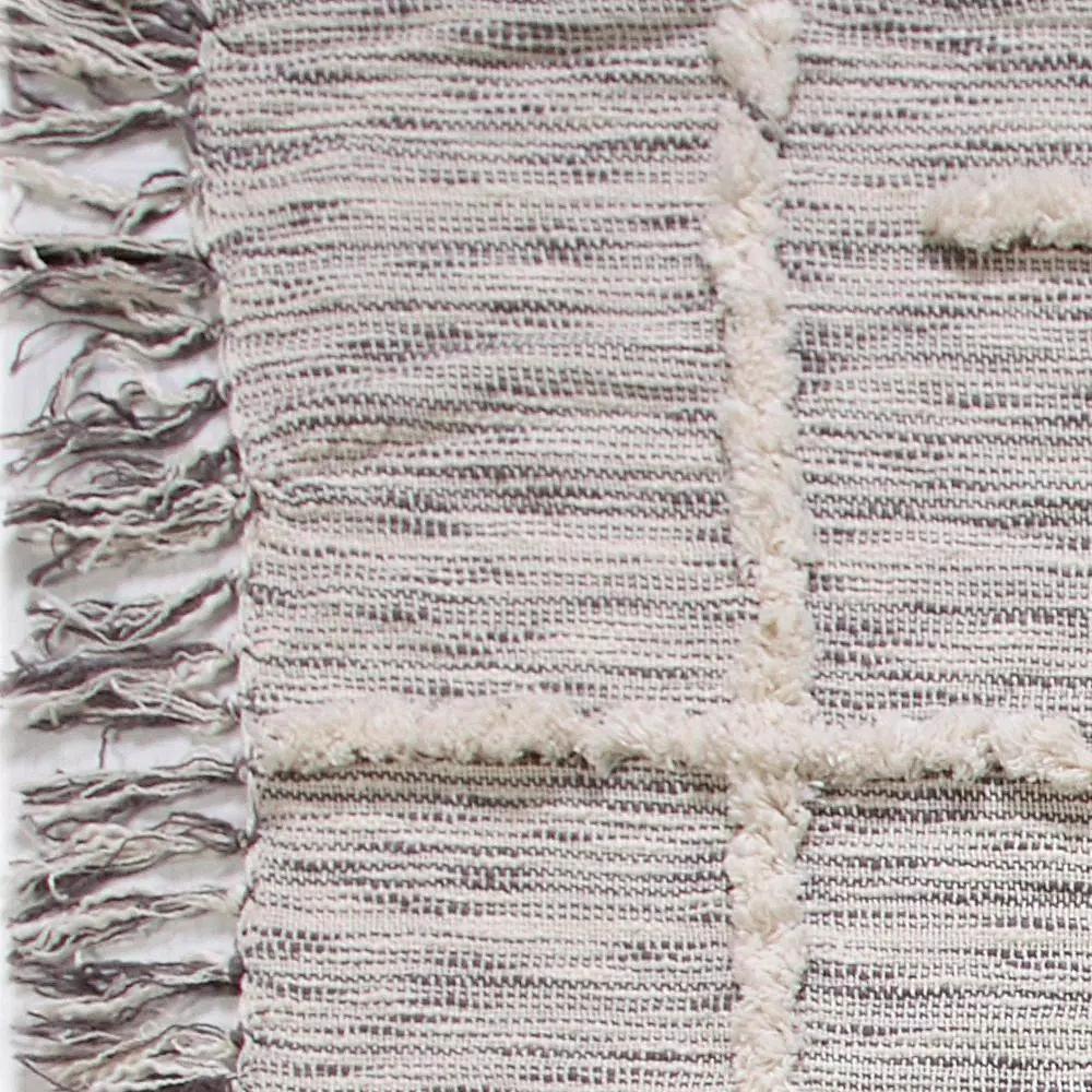 LR Resources Linework 50 in. x 60 in. Gray and Natural Abstract Tufted Cotton Throw Blanket