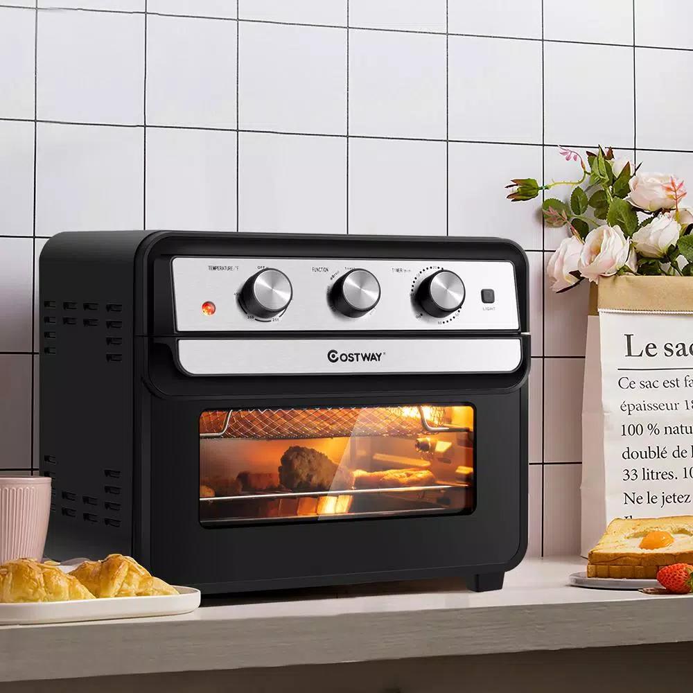 Costway 23 Qt. Black Air Fryer Oven with Rotisserie, 6-in-1 Convection Toaster Oven, 1700W
