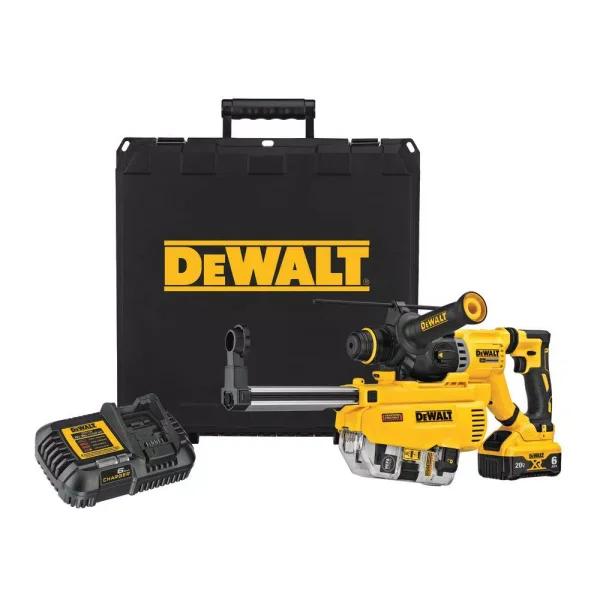 DEWALT 20V MAX XR Brushless 1-1/8 in. SDS Plus D-Handle Rotary Hammer Kit with Dust Extractor & (2) 6.0Ah Batteries