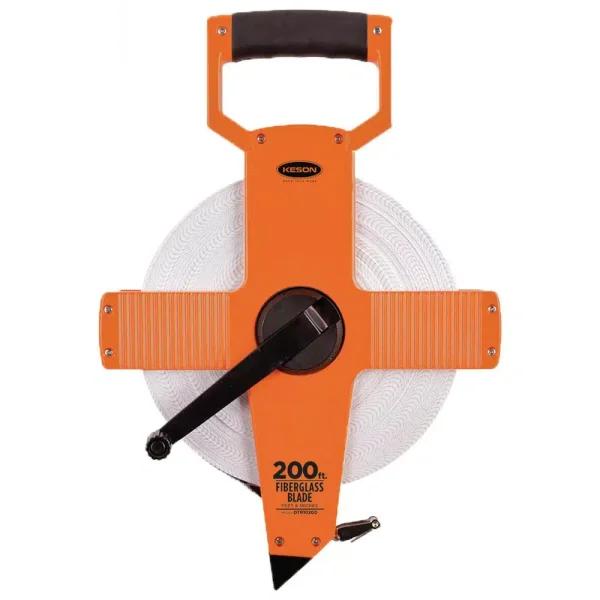 Keson 200 ft. Open Reel Fiberglass Engineer's Tape Measure - Heavy Duty Long Tape
