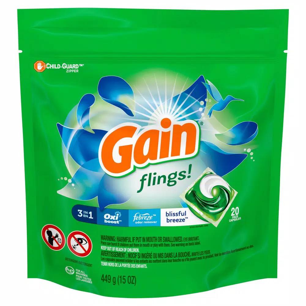 Gain Flings Blissful Breeze Laundry Detergent Pods, 16-Count (6-Pack)