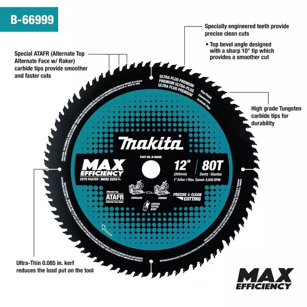 Makita 12 in. 80T Carbide-Tipped Max Efficiency Miter Saw Blade