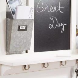 Home Decorators Collection White Wood Multi-Function Wall Organizer with Chalkboard and Hooks thumbnail 5