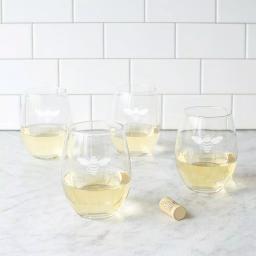 Cathy's Concepts Bee Thankful Stemless Wine Glasses, Set of 4, 21 oz. Hand-Blown Glassware thumbnail 4