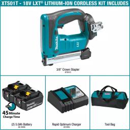 Makita 18V LXT Brushless 3/8 in. Crown Stapler Kit with 5.0Ah Battery and Charger thumbnail 2