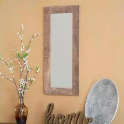 Household Essentials Ashwood Rectangular Wall Mirror, Gray Distressed Woodgrain Frame, 29.5 x 12.6 in. thumbnail 3