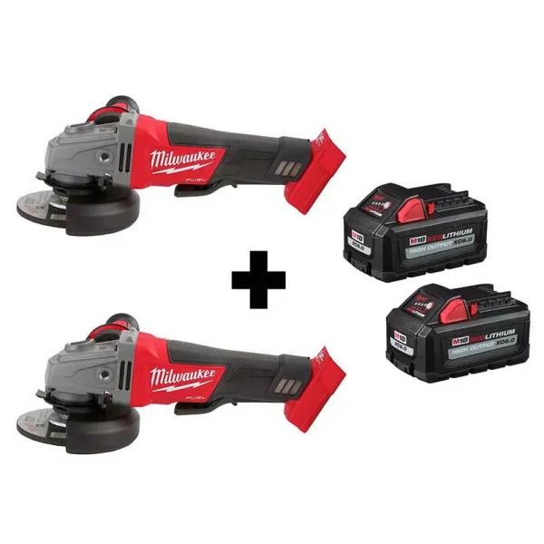 Milwaukee M18 FUEL 4-1/2 in. / 5 in. Brushless Cordless Angle Grinder Kit with Paddle Switch and (2) 6.0 Ah Batteries