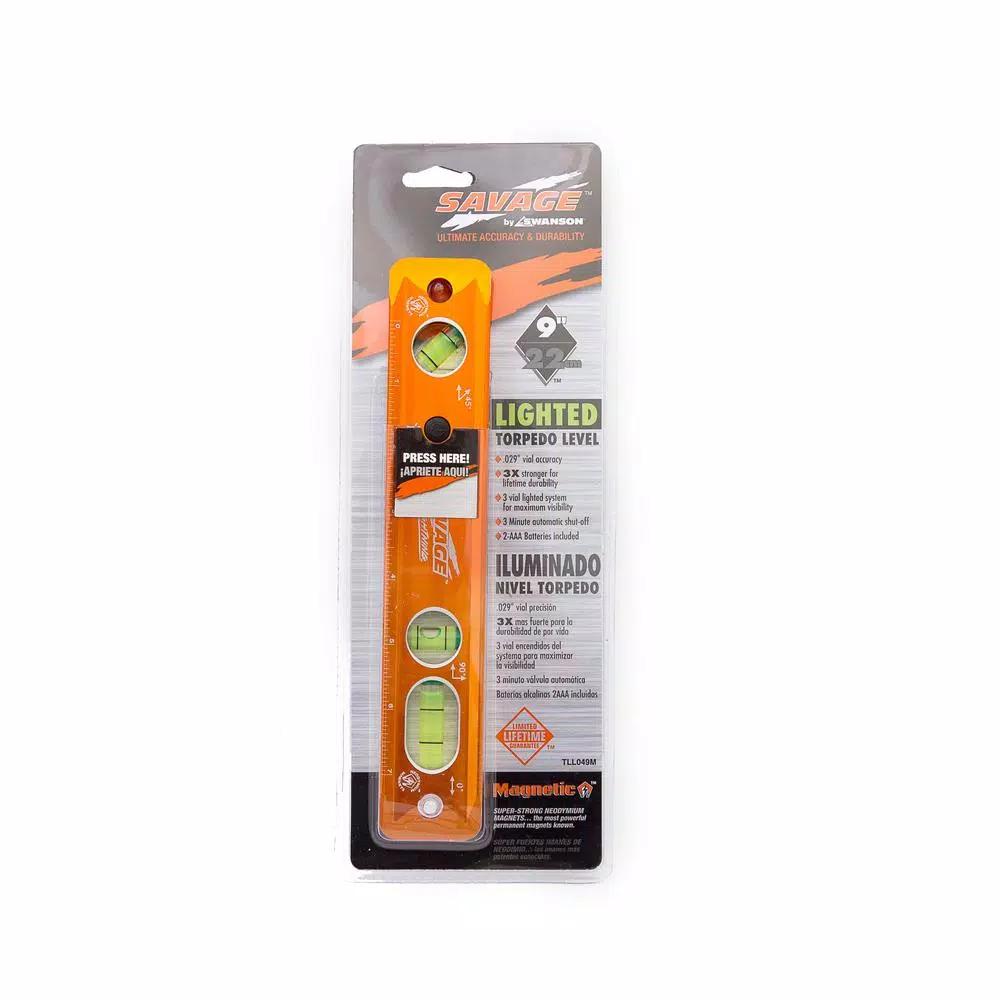 Swanson Savage 9 in. Lightning Lighted Magnetic Torpedo Level with LED Vials