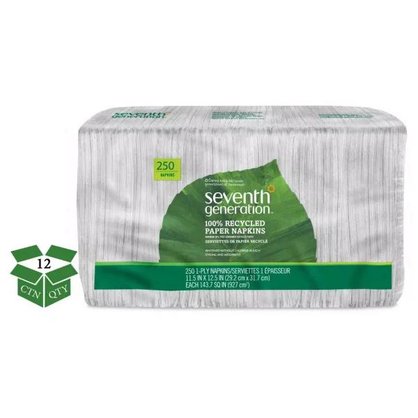 SEVENTH GENERATION 100% Recycled White Luncheon Napkins, 250 Count, 12 Pack Case
