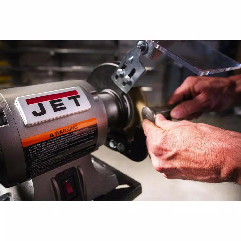 JET JBG-6W 6 in. Bench Grinder with Wire Wheel and Cast Iron Guards