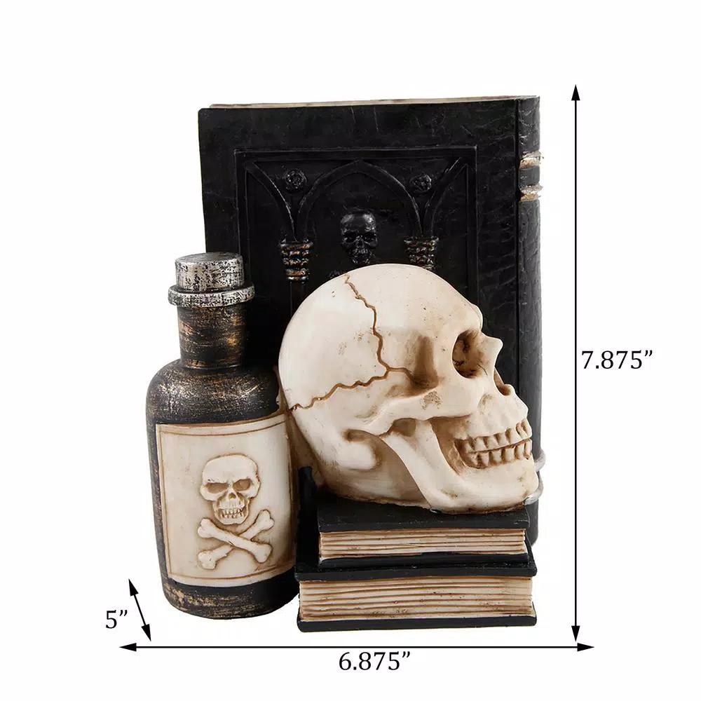 Flora Bunda Halloween Decor Resin Poison Skull Bookend - 7.875 in. Indoor Tabletop Decor