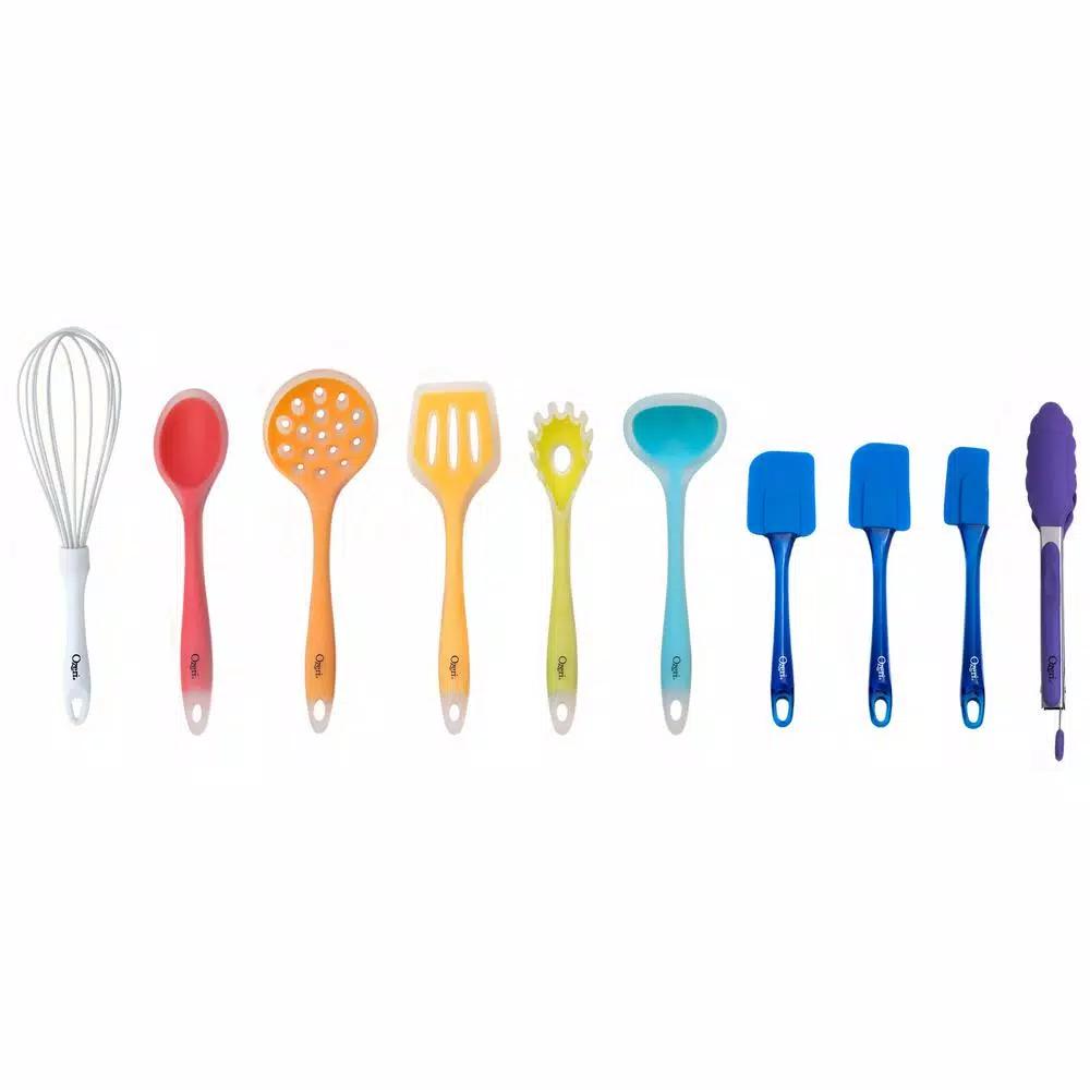 Ozeri 11-Piece All-In-One Silicone Kitchen Utensil Set with Utensil Holder, Multicolor