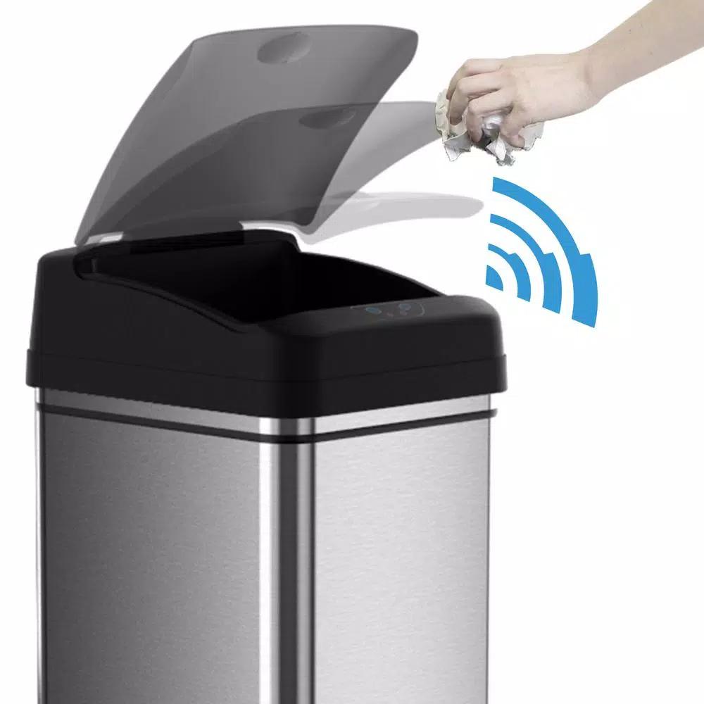 iTouchless 13 Gal. Stainless Steel Motion Sensing Touchless Trash Can with AbsorbX Odor Control