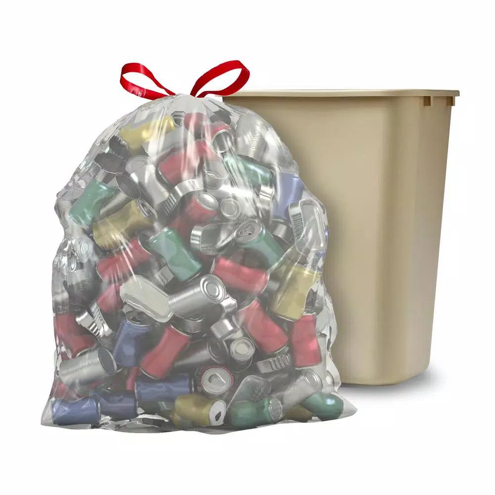 Glad 13 Gallon Tall Kitchen Clear Drawstring Recycling Bags, 45 Count