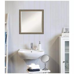 Amanti Art Parisian 22 in. Square Beveled Edge Wood Framed Bathroom Vanity Mirror, Silver Pewter thumbnail 6