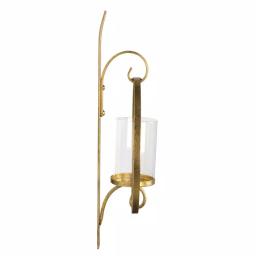 Kate and Laurel Doria Gold Metal Candle Sconce - Glamorous Round Wall Decor with Glass Pillar thumbnail 3