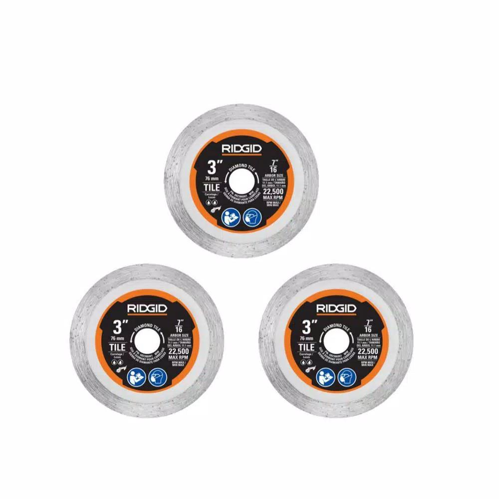 RIDGID 3 in. Tile Cut-Off Wheel Set (3-Piece) with Adapters