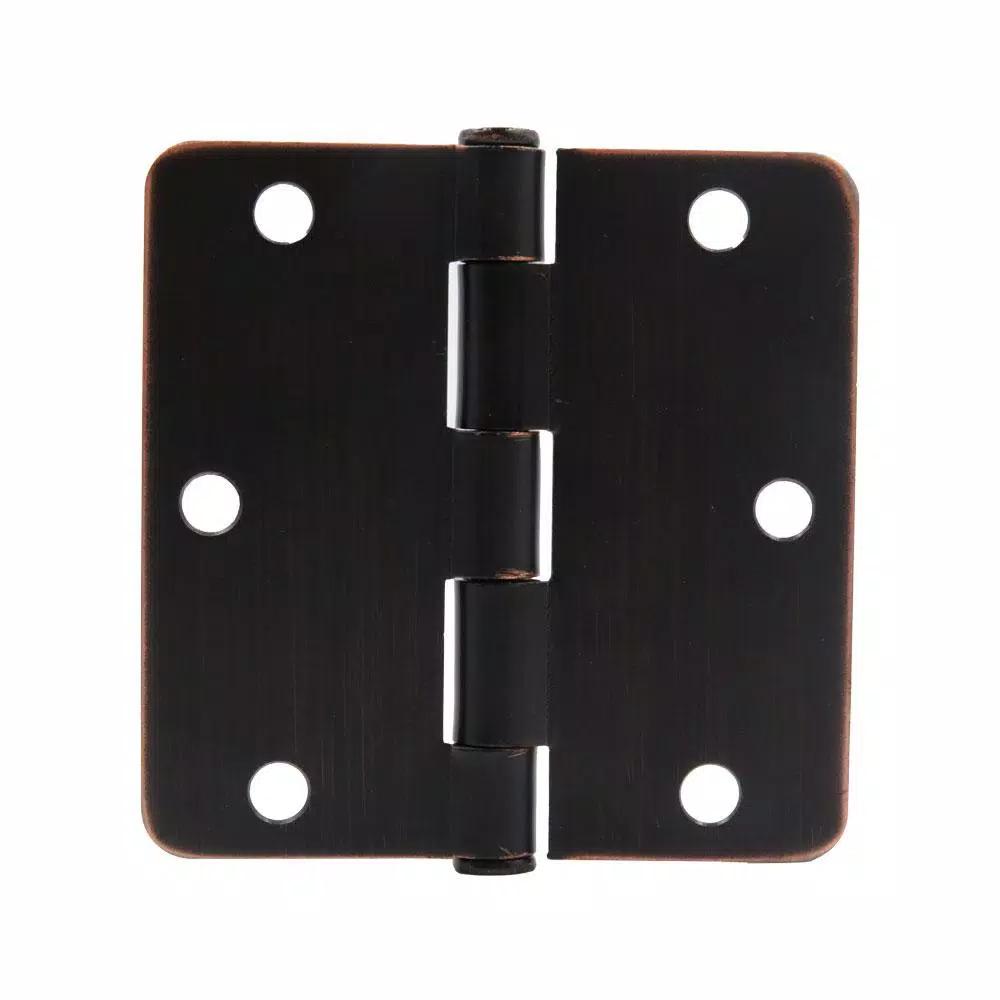 Everbilt 3-1/2 in. x 1/4 in. Radius Oil-Rubbed Bronze Steel Door Hinge, 24-Pack