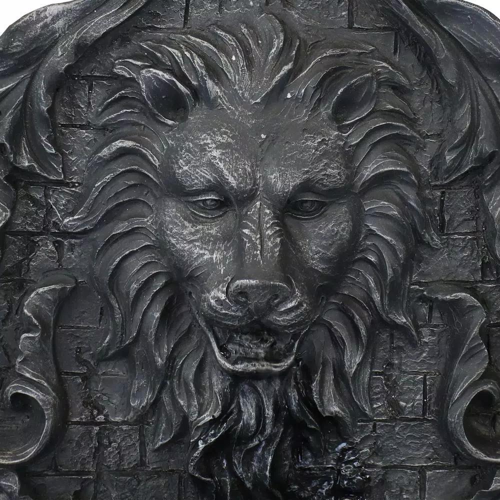 Sunnydaze Decor 30 in. Stoic Courage Lion Head Solar Wall Fountain with Battery Backup