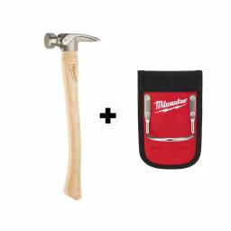 Milwaukee 19 oz. Milled Face Hickory Framing Hammer with Magnetic Nail Set and Hammer Loop thumbnail 1