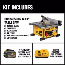 DEWALT FLEXVOLT 60V MAX Cordless Brushless 8-1/4 in. Table Saw Kit with (3) 6.0 Ah Batteries thumbnail 2