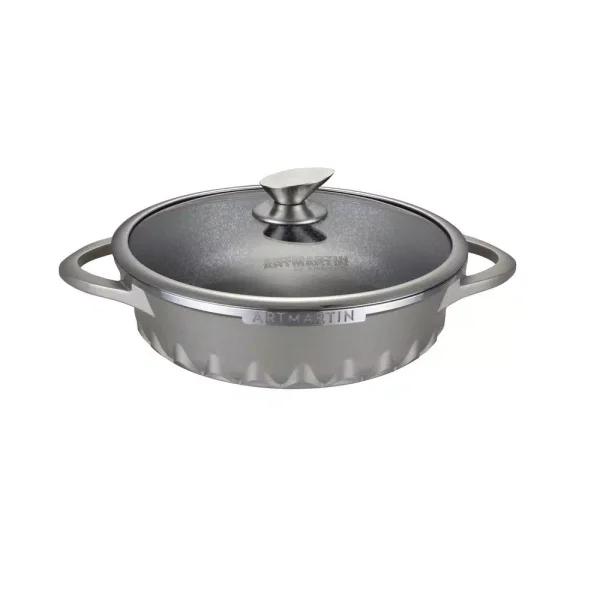 AMERCOOK Artmartin 11 in. Non-Stick Ceramic Coated Saucepan with Glass Lid, Induction Ready Casserole