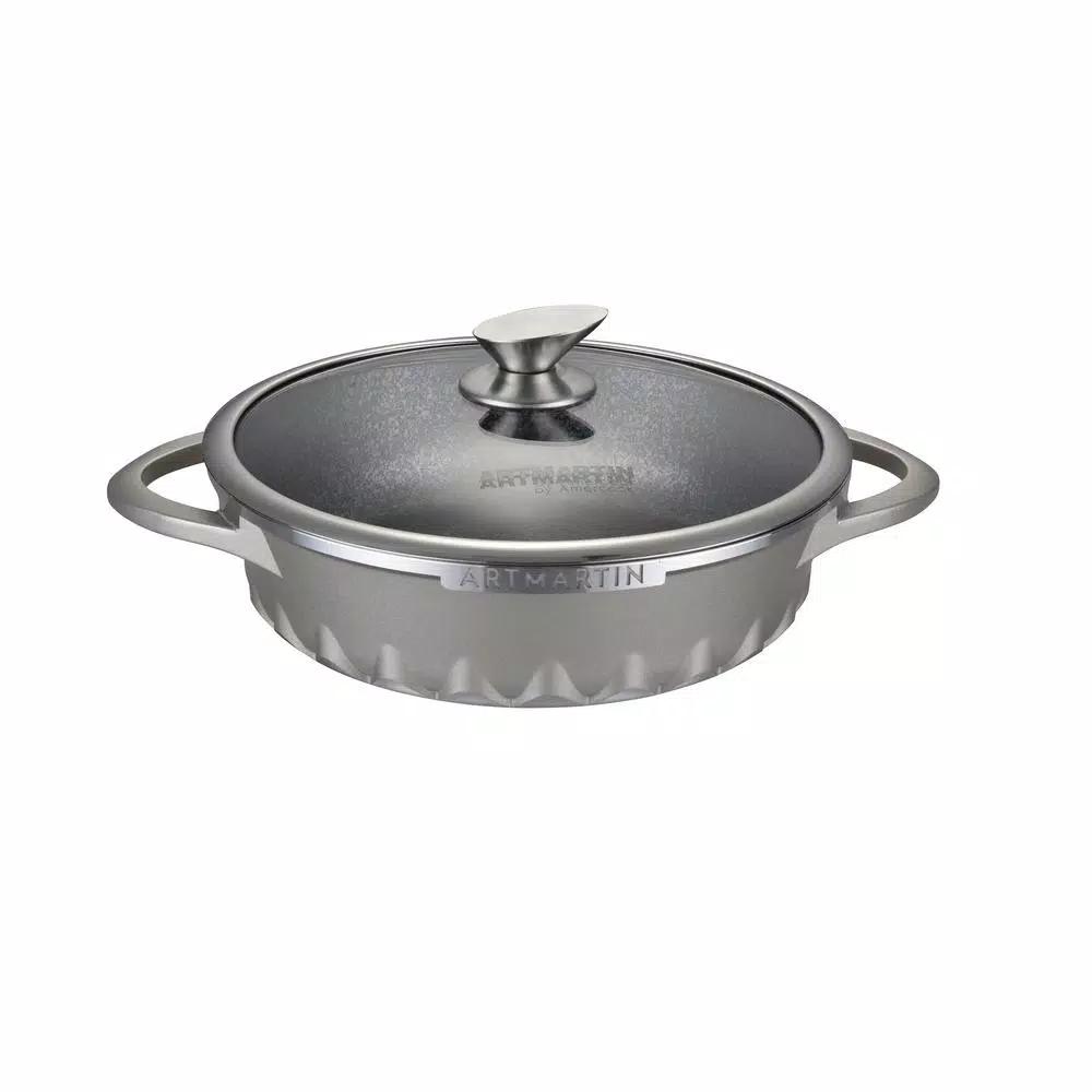 AMERCOOK Artmartin 11 in. Non-Stick Ceramic Coated Saucepan with Glass Lid, Induction Ready Casserole