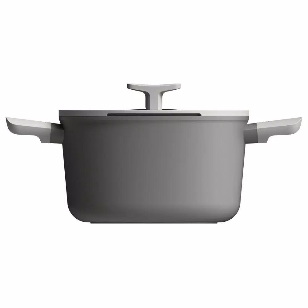 BergHOFF Leo 5.8 qt. Aluminum Nonstick Stock Pot with Glass Lid, Grey