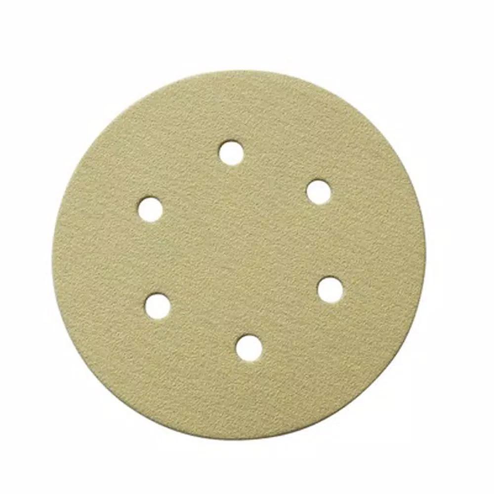 POWERTEC 6 in. 80-Grit Hook and Loop 6-Hole Sanding Discs, Gold AO, 50-Pack