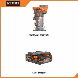 RIDGID 18V Cordless Brushless 1/4 in. Compact Router with 1.5 Ah Lithium-Ion Battery thumbnail 2