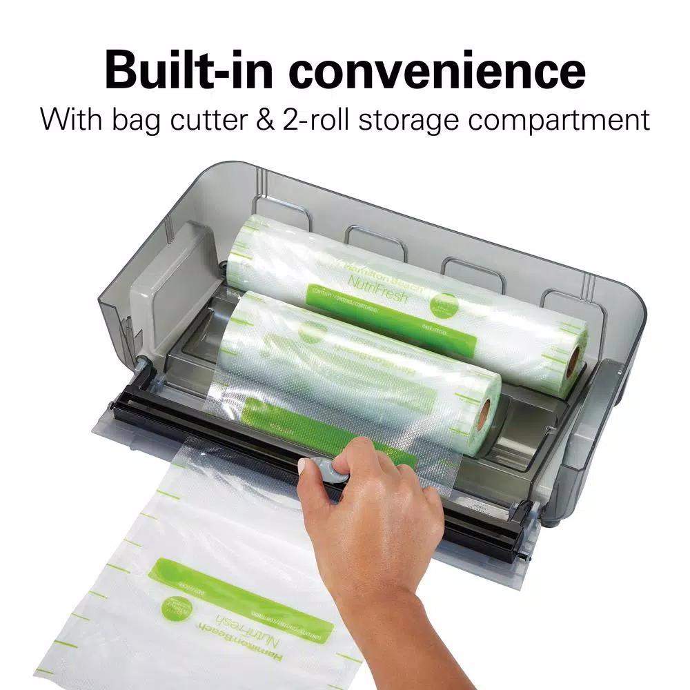 Hamilton Beach NutriFresh Vacuum Sealer with Liquid Sealing, Date Coder, and Starter Kit - Black/Silver