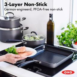 OXO Good Grips 11 in. Hard-Anodized Aluminum Nonstick Grill Pan, Gray thumbnail 2