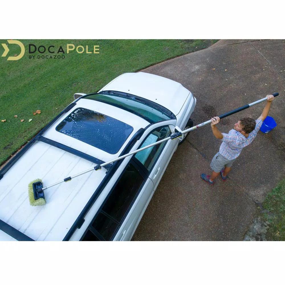DocaPole 7 ft. to 30 ft. Telescopic Car Wash Cleaning Kit with Extension Pole, Squeegee, and Microfiber Mitts