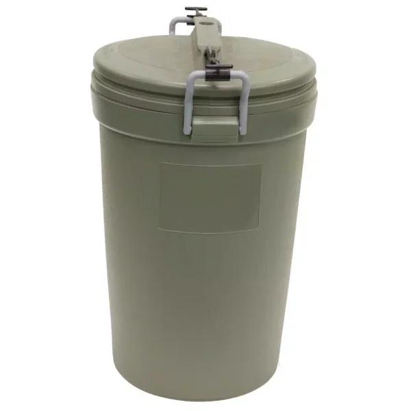 Rubbermaid 32 Gal. Heavy-Duty Animal-Stopper Outdoor Trash Can with Lid, Olive Steel