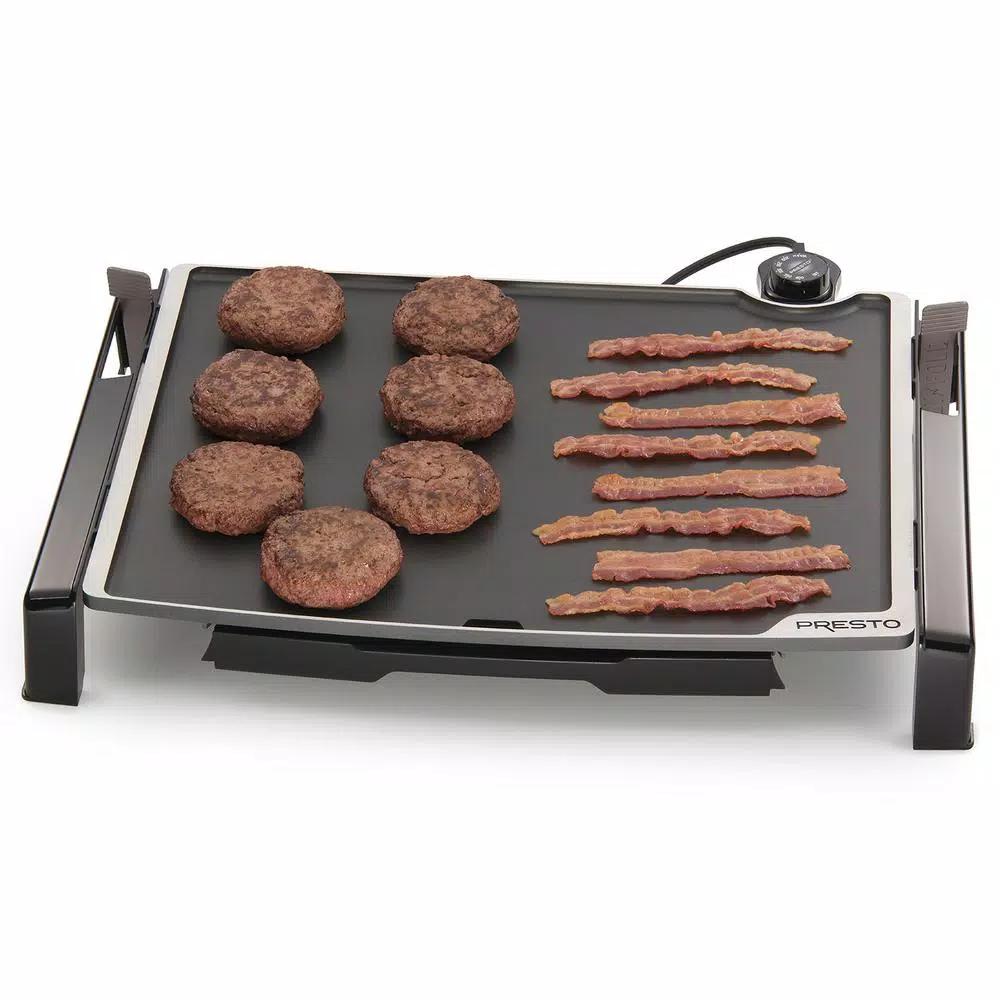 Presto Tilt and Fold 254 sq. in. Black Electric Griddle with Temperature Sensor and Nonstick Surface