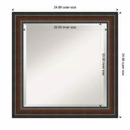 Amanti Art Cyprus Walnut 24.88 in. x 24.88 in. Square Wood Framed Bathroom Vanity Wall Mirror thumbnail 5