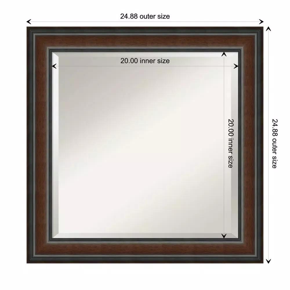 Amanti Art Cyprus Walnut 24.88 in. x 24.88 in. Square Wood Framed Bathroom Vanity Wall Mirror