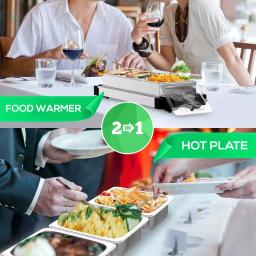 NutriChef 21.9 in. Stainless Steel 3-Plate Electric Buffet Server Food Warming Tray thumbnail 5