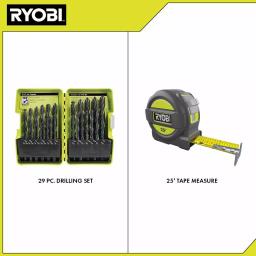 RYOBI 29-Piece Black Oxide Index Drill Bit Set with Bonus 25 ft. Tape Measure thumbnail 3