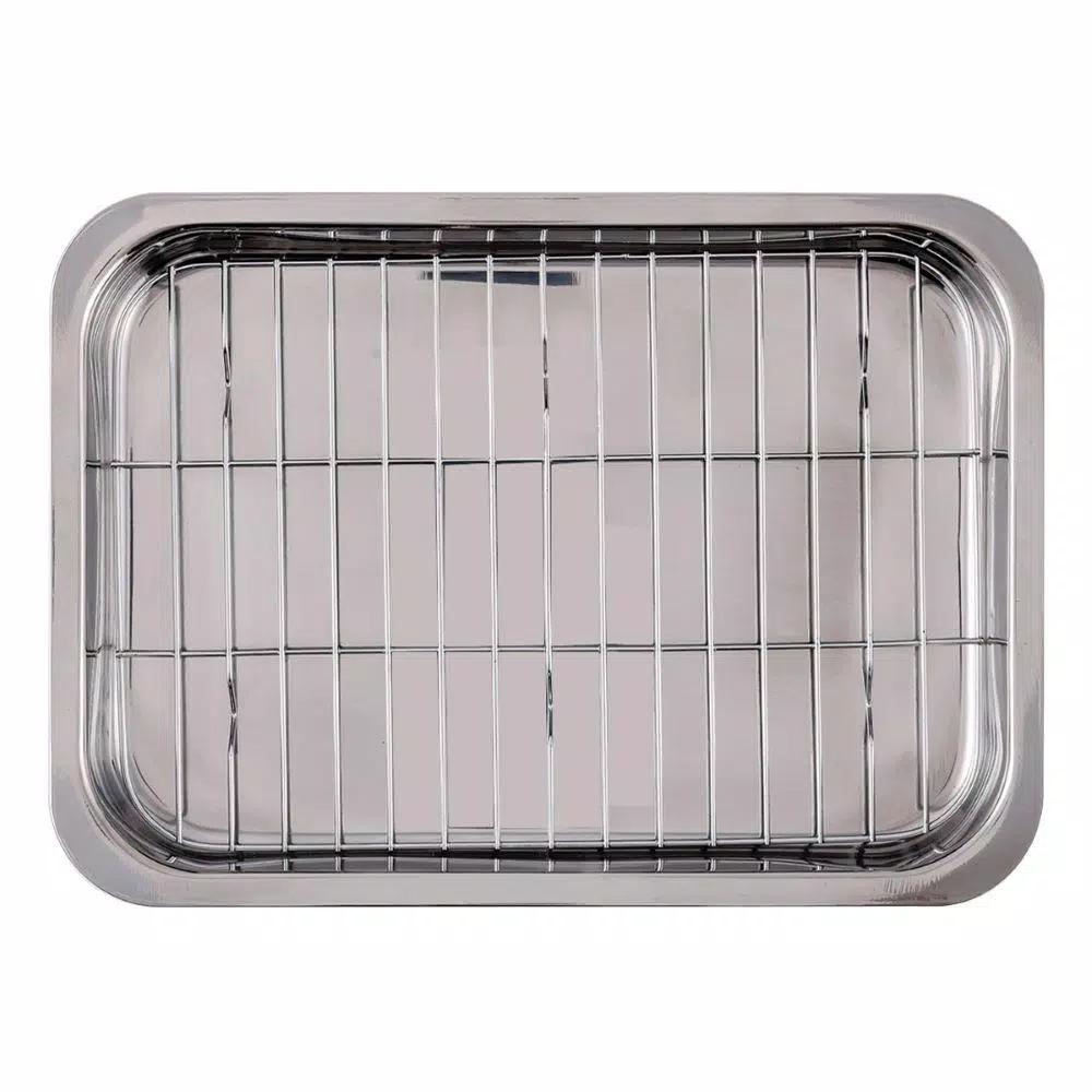 Ovente 13 x 9.3 in. Stainless Steel Roasting Pan with Wire Rack and Handles