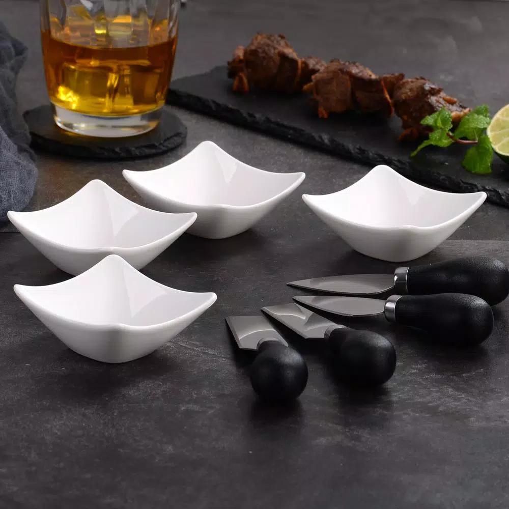 MALACASA 2.95-Inch White Porcelain Ramekins Set of 4, Ceramic Small Serving Bowls