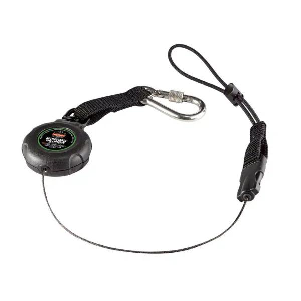 Ergodyne Squids 3001 Standard Black Retractable Tool Lanyard with Single Carabiner and Loop End (2 lb Capacity)