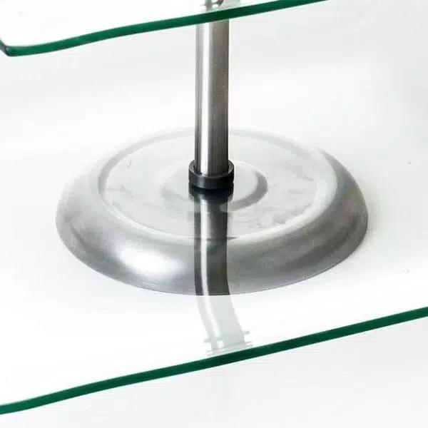 Chef Buddy 3-Tier Square Glass Cake Stand with Stainless Steel Base