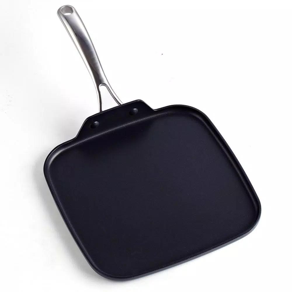 Cooks Standard 11 in. Hard-Anodized Aluminum Nonstick Square Griddle Pan, Black