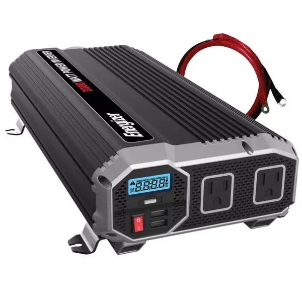 Energizer 2000W Heavy Duty Power Inverter, 12V DC to 120V AC with LCD Display and USB Ports