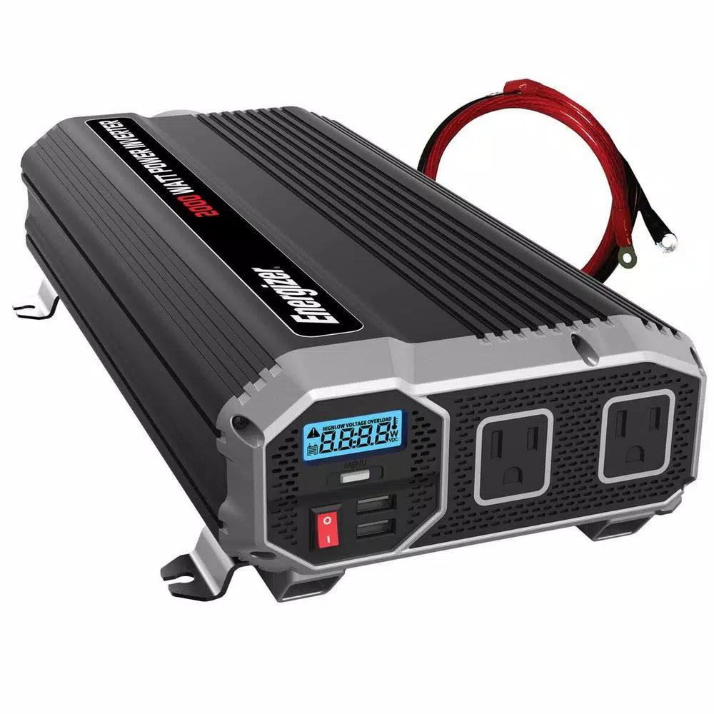 Energizer 2000W Heavy Duty Power Inverter, 12V DC to 120V AC with LCD Display and USB Ports