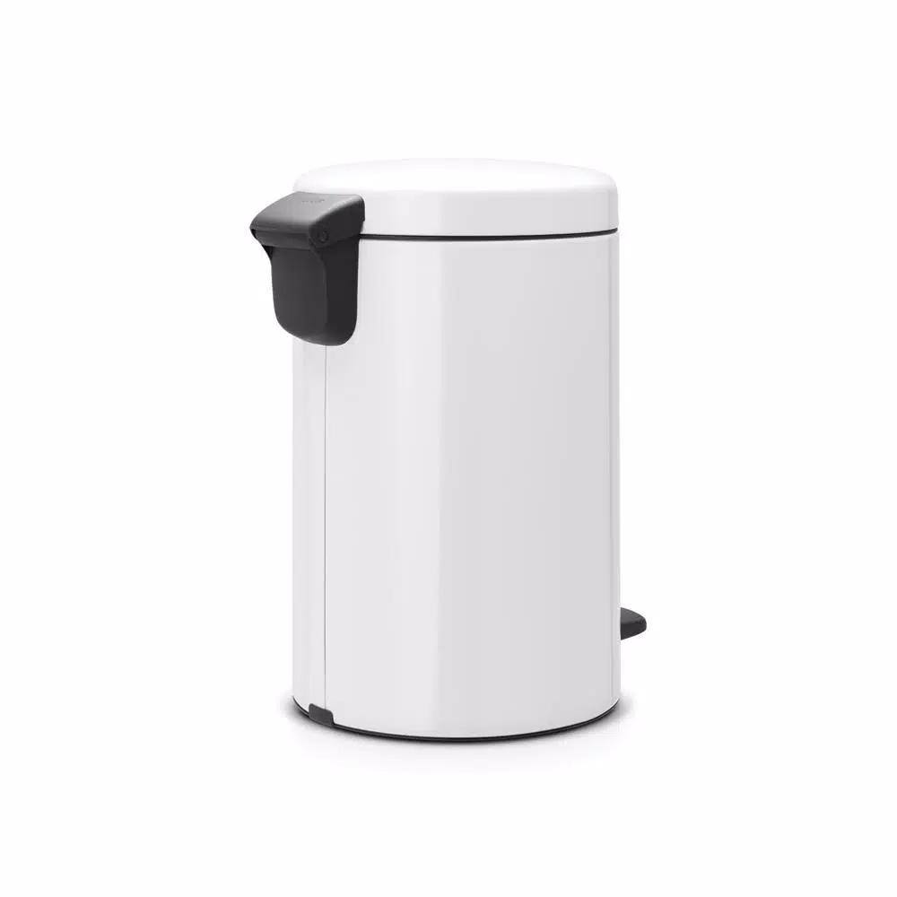 Brabantia Icon 3.2 Gal. White Steel Step-On Trash Can with Soft-Close Lid