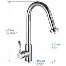 Vanity Art Single-Handle Pull-Down Kitchen Faucet, Chrome Finish, Brass Construction thumbnail 3